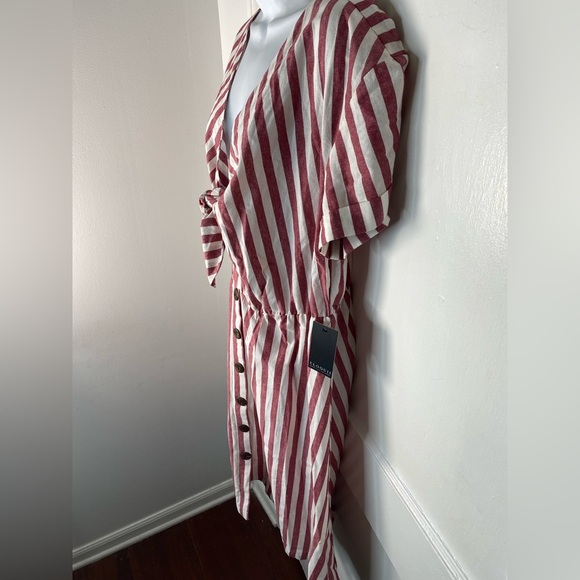 Eloquii NWT Nordstrom Red Striped Button-Down Midi Dress - Picture 4 of 6